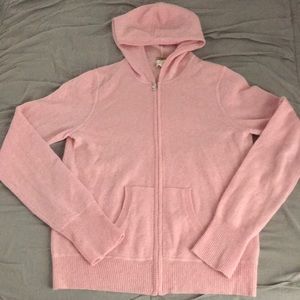 Jcrew pink cashmere sweater hoodie